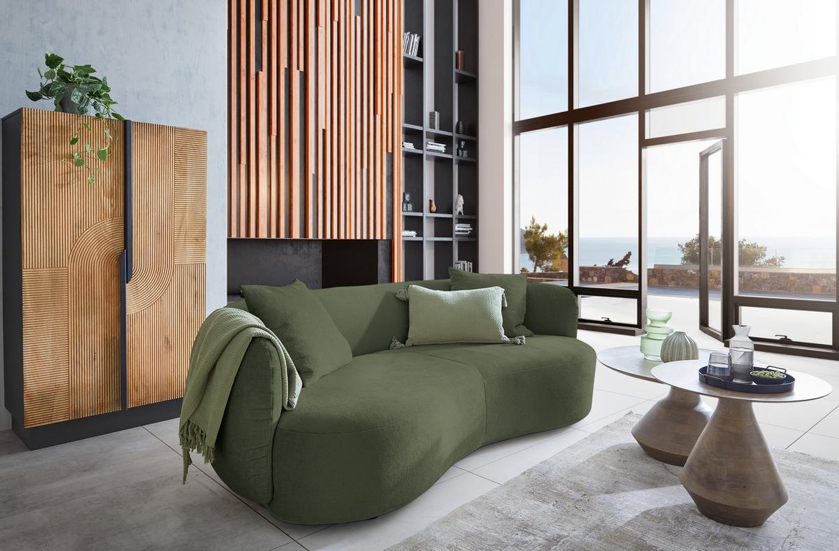 Bigsofa Leonas Grün - Schwarz/Grün, MODERN, Kunststoff/Textil (235/72/110cm) - Premium Living