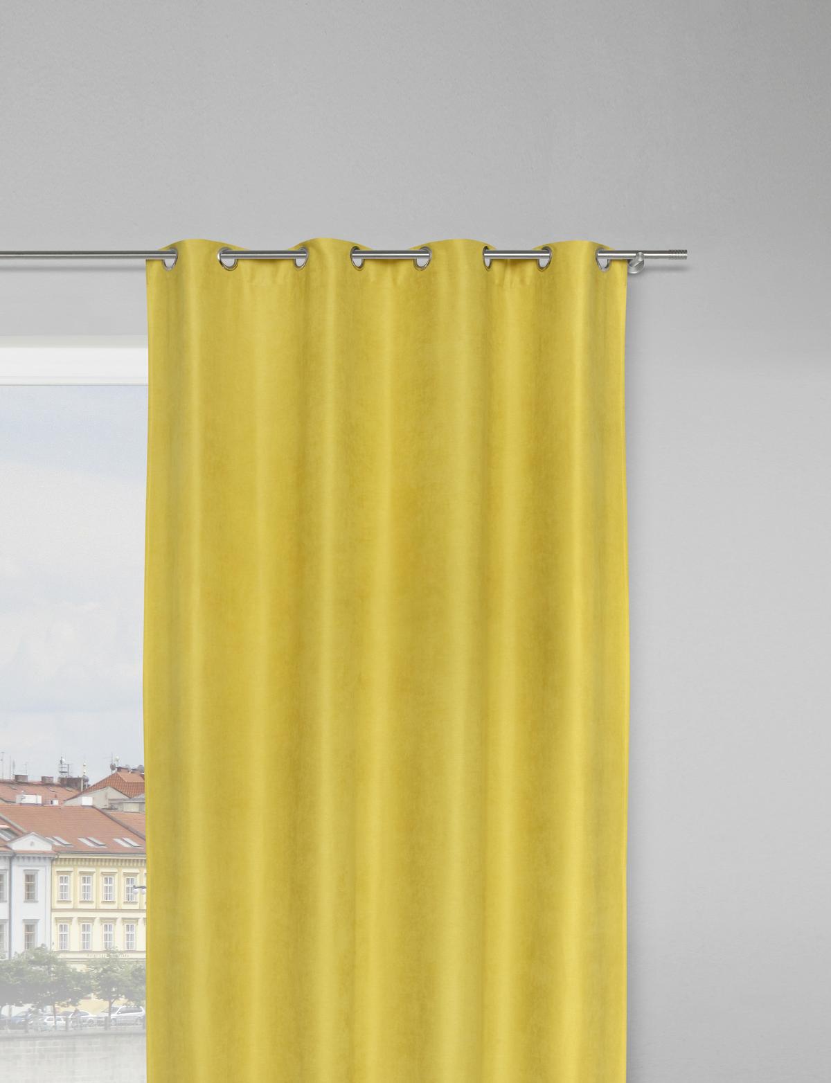 Perdea cu inele de tip capsă PEPSI - galben, Konventionell, textil (140/245cm) - Modern Living