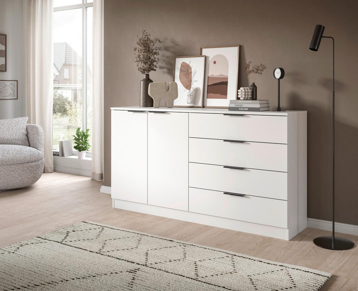 Kommode Kopenhagen Weiß - Schwarz/Weiß, Design, Holzwerkstoff/Kunststoff (148/80/35cm) - Livetastic