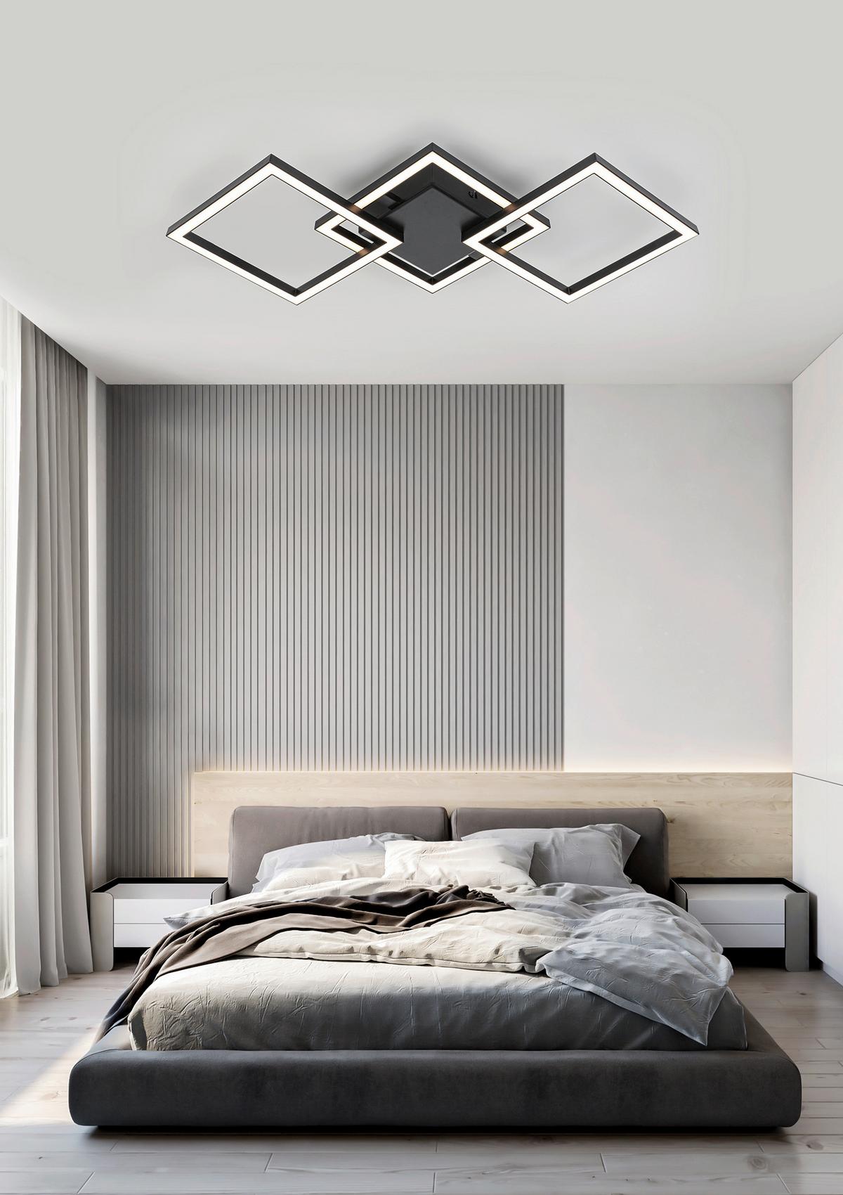 Led Mennyezeti Lámpa Rauta - fekete, Modern, műanyag (63/27,5/4,5cm) - Mömax