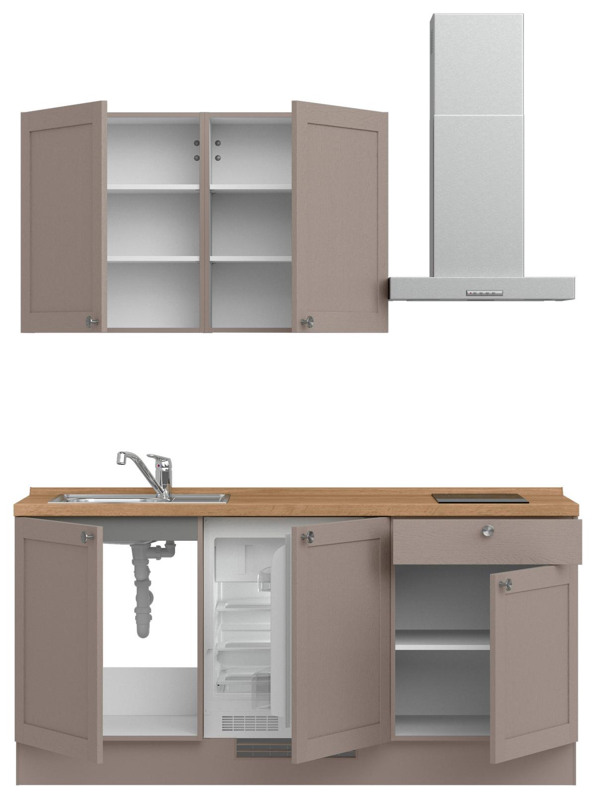 Küchenleerblock Frame Low o. Geräte Beigebraun - Edelstahlfarben/Eichefarben, MODERN, Holzwerkstoff/Metall (180cm) - Nobilia