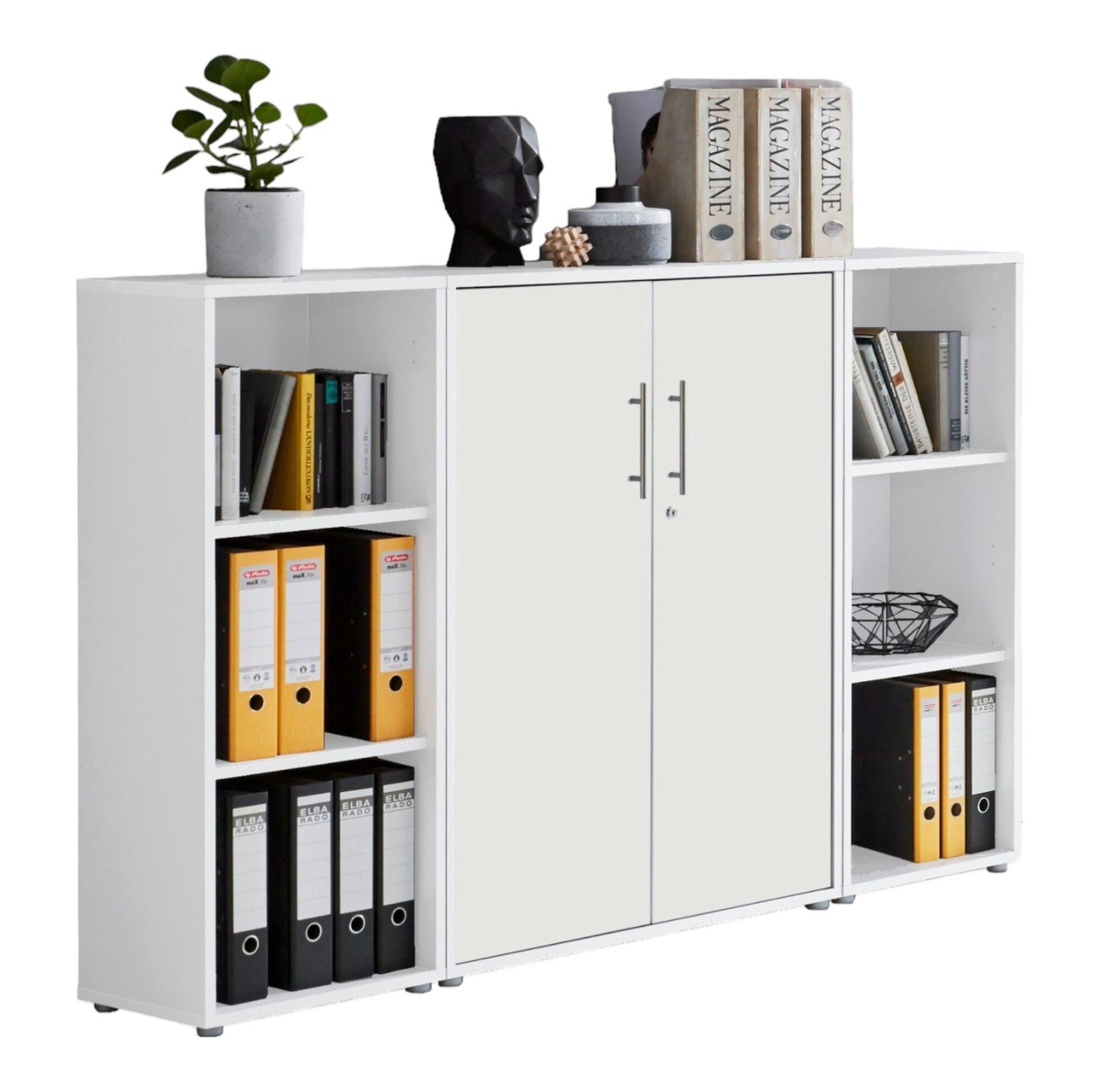 Aktenschrank Office Edition Sw Set 2 niedrig Weiß - Weiß, MODERN, Holzwerkstoff (173/114/33cm) - MID.YOU