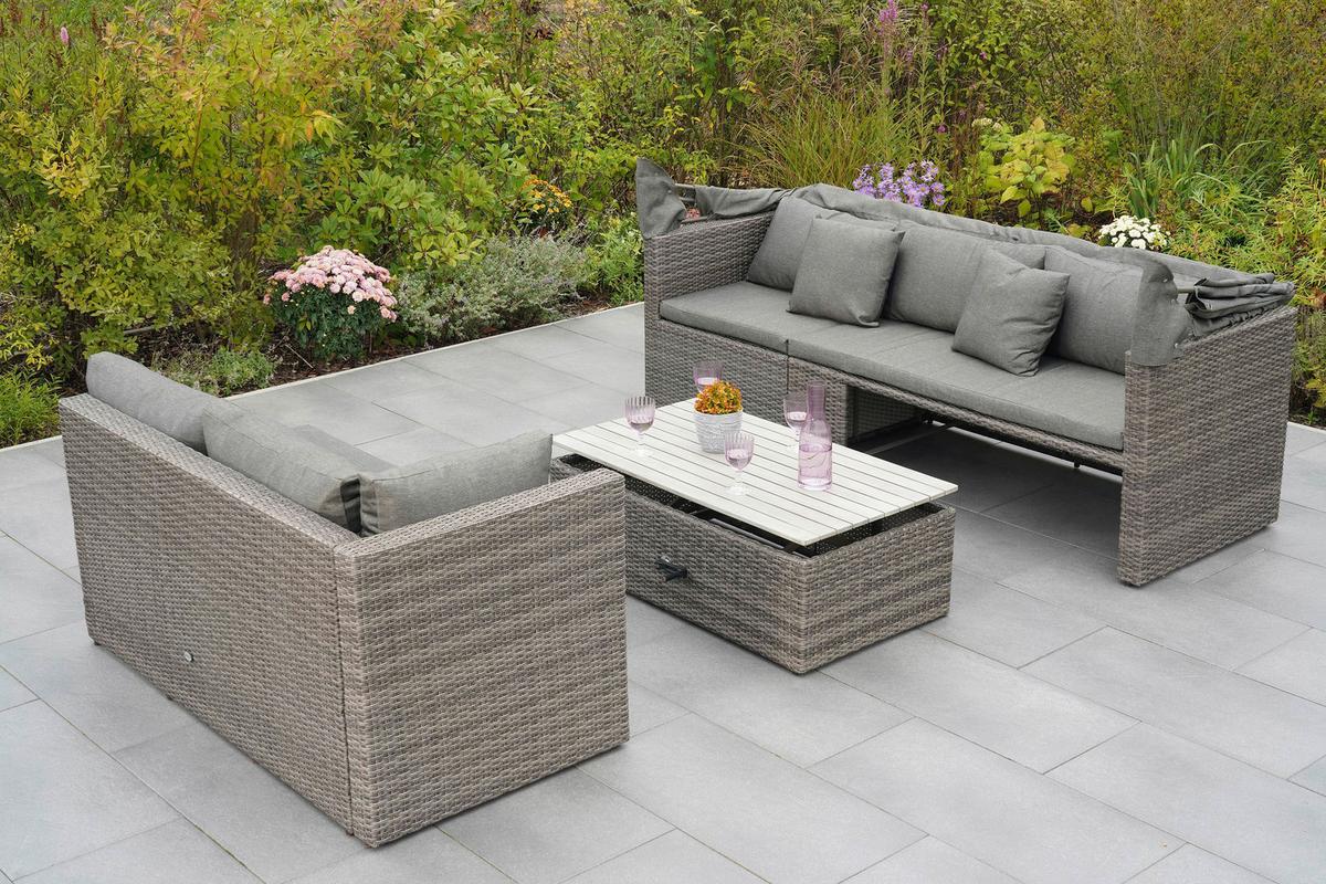 Lounge Garnitura San Marco, Blazine - siva/svetlo siva, Konvencionalno, kovina/umetna masa (250/150/168cm) - Gardenson