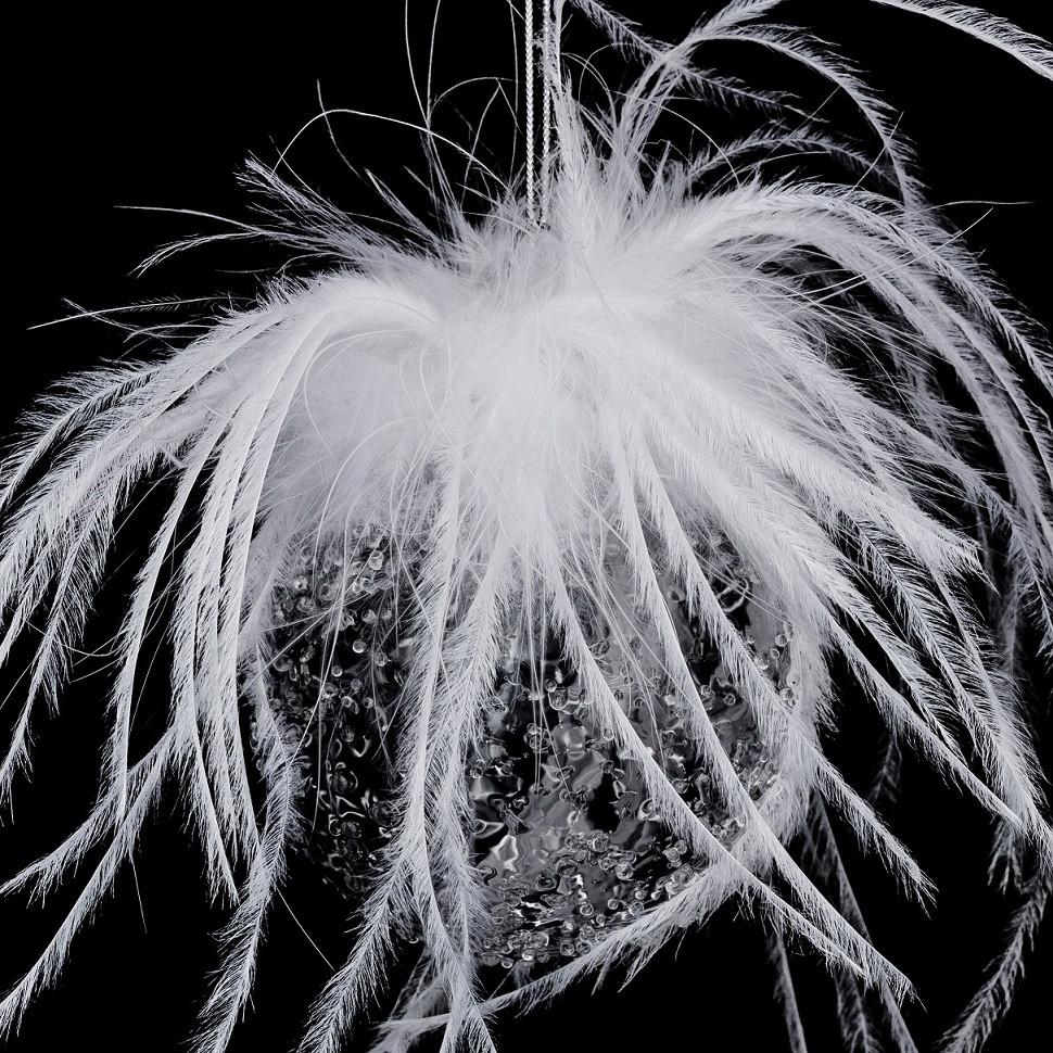 Glob de Crăciun cca. 6 cm Feathers - străveziu, Modern, sticlă/textil (6/6,7cm)