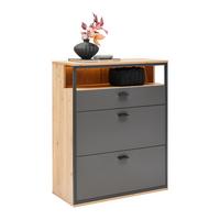 Schuhschrank Florenz Grau/Eiche Artisan - Schwarz/Eiche Artisan, MODERN, Holzwerkstoff/Kunststoff (79/100,2/37,3cm) - Premium Living