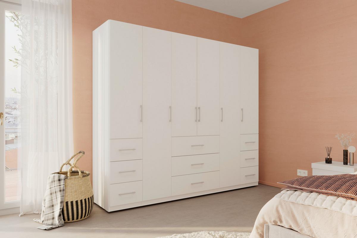 Drehtürenschrank Vivaldi -Exklusiv- - Weiss Hochglanz/Chromfarben, Konventionell, Holzwerkstoff/Metall (245/210/55cm) - Mömax