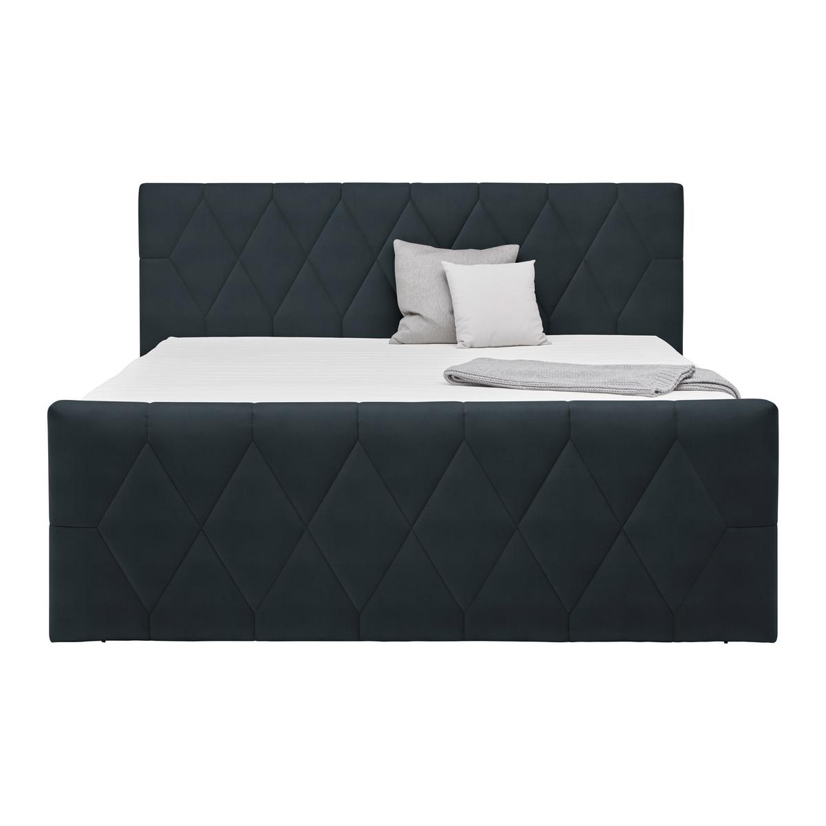Boxspringbett Josie B Graphitfarben ca. 180x200cm - Graphitfarben/Schwarz, KONVENTIONELL, Holz/Holzwerkstoff (180/200cm) - Mömax