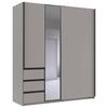 Schwebetürenschrank Adria Grau/Sahara - Silberfarben/Schwarz, KONVENTIONELL, Glas/Holzwerkstoff (168/198/63cm) - Mömax