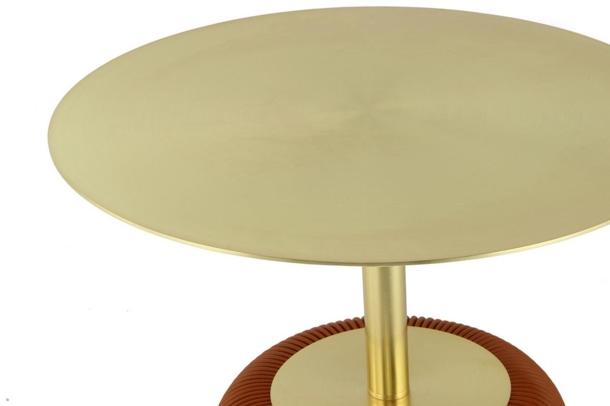 BEISTELLTISCH JOKAI 325 COGNAC - Cognac/Goldfarben, Design, Holzwerkstoff/Textil (40/55cm) - Kayoom