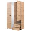 ARMOIRE À VÊTEMENTS LEON - noir/chêne artisan, KONVENTIONELL, matériau en bois/matière synthétique (128/206/54cm) - Mömax