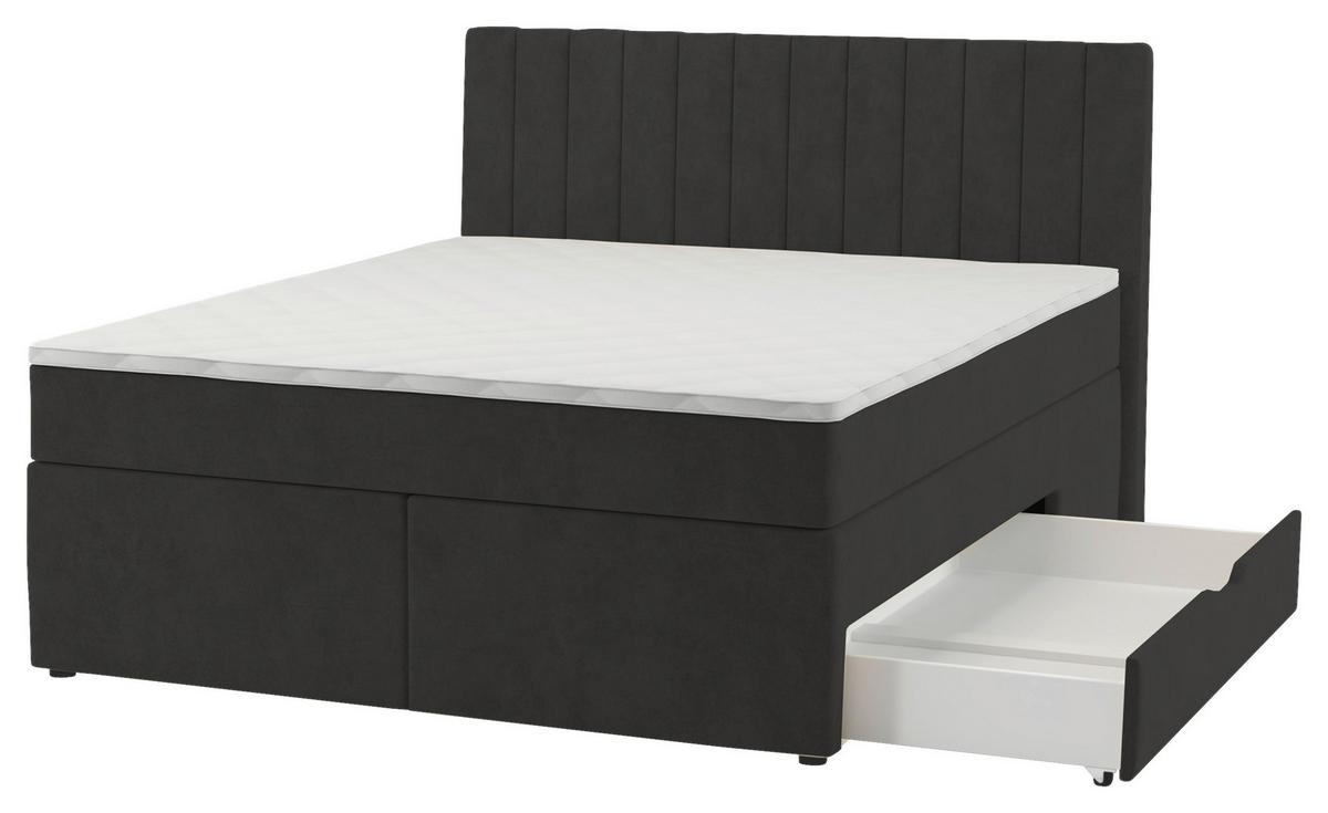 Boxspring Krevet Nikol - crna, drvni materijal/tekstil (180/200cm) - Based