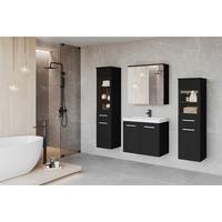 Badmöbel-Set 5-tlg. Madrit mit LED ca. 120 cm Schwarz - Silberfarben/Schwarz, LIFESTYLE, Glas/Keramik (120cm) - P & B