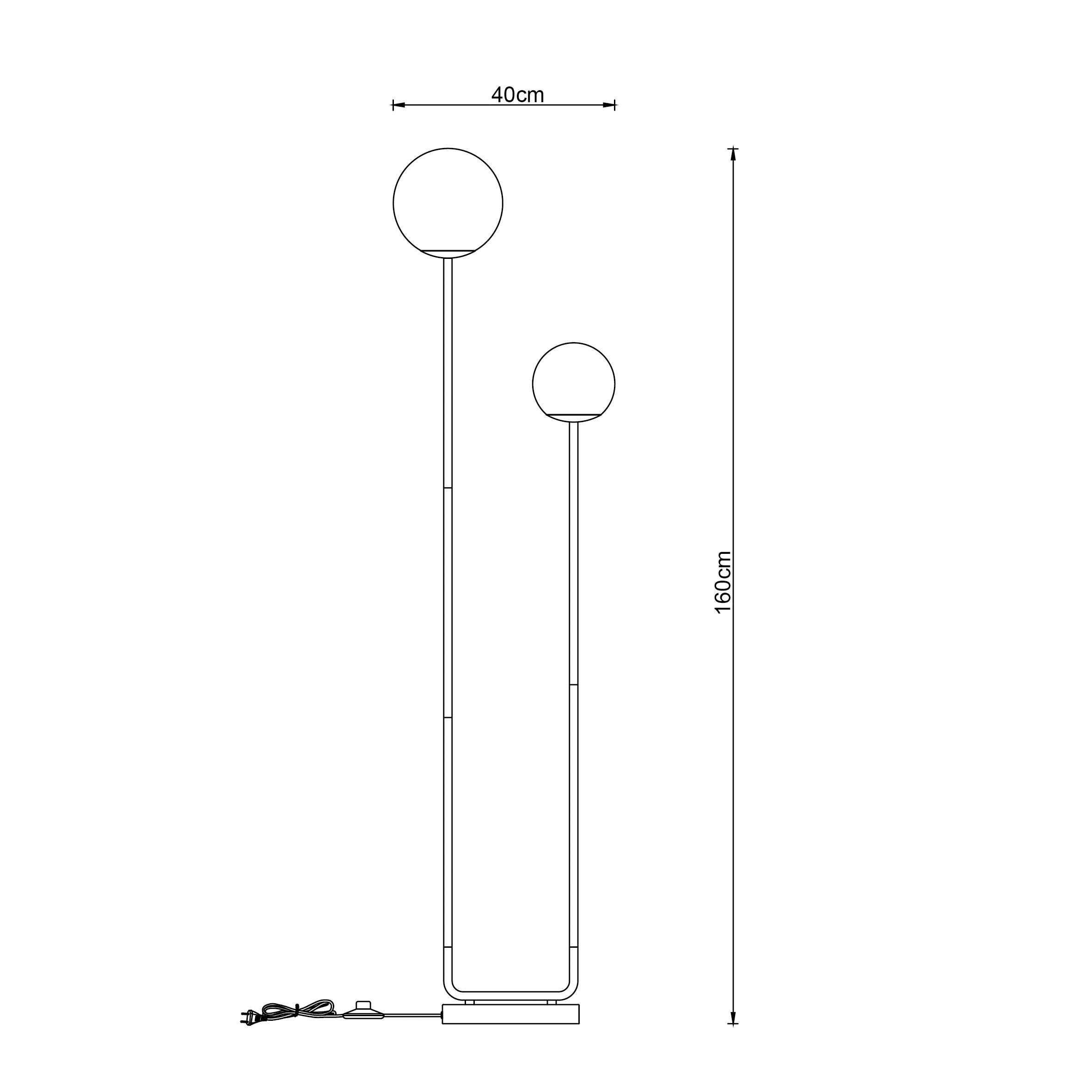 GOLVLAMPA SEHR - vit/svart, Modern, metall/glas (35/160cm) - Mömax