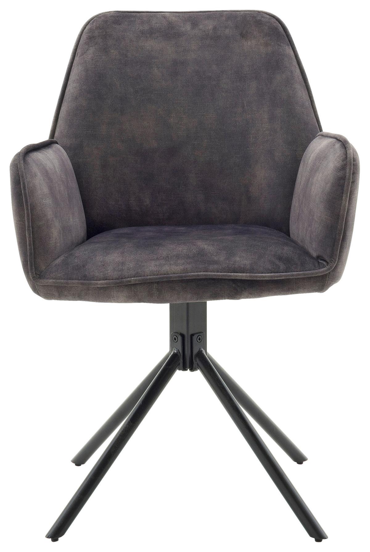 KRZESŁO Z PODŁOKIETNIKAMI OTTAWA - antracytowy/czarny, Modern, metal/tkanina (60/86/62cm) - Premium Living