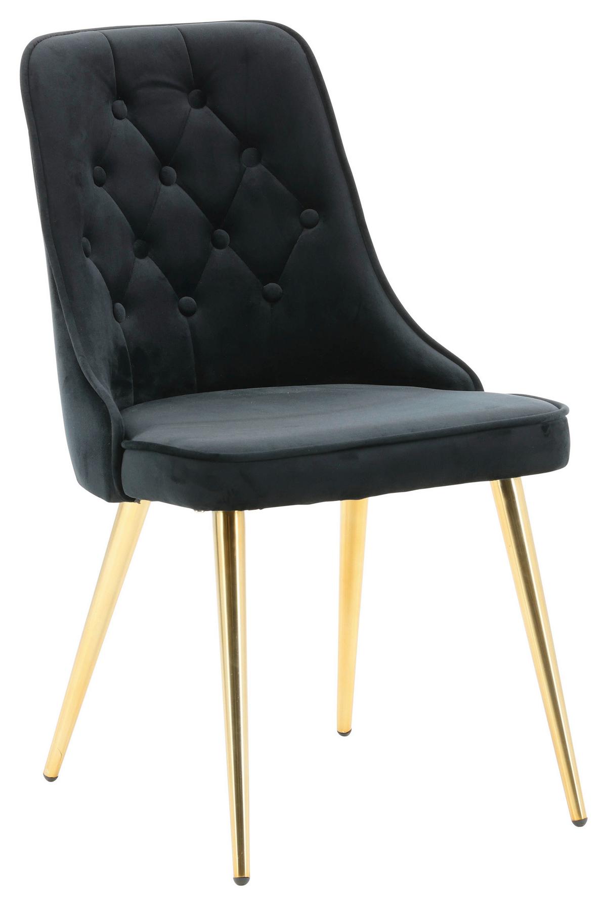STUHL-SET VELVET DELUXE - Goldfarben/Schwarz, Design, Kunststoff/Textil (50/88.5/66cm) - Livetastic