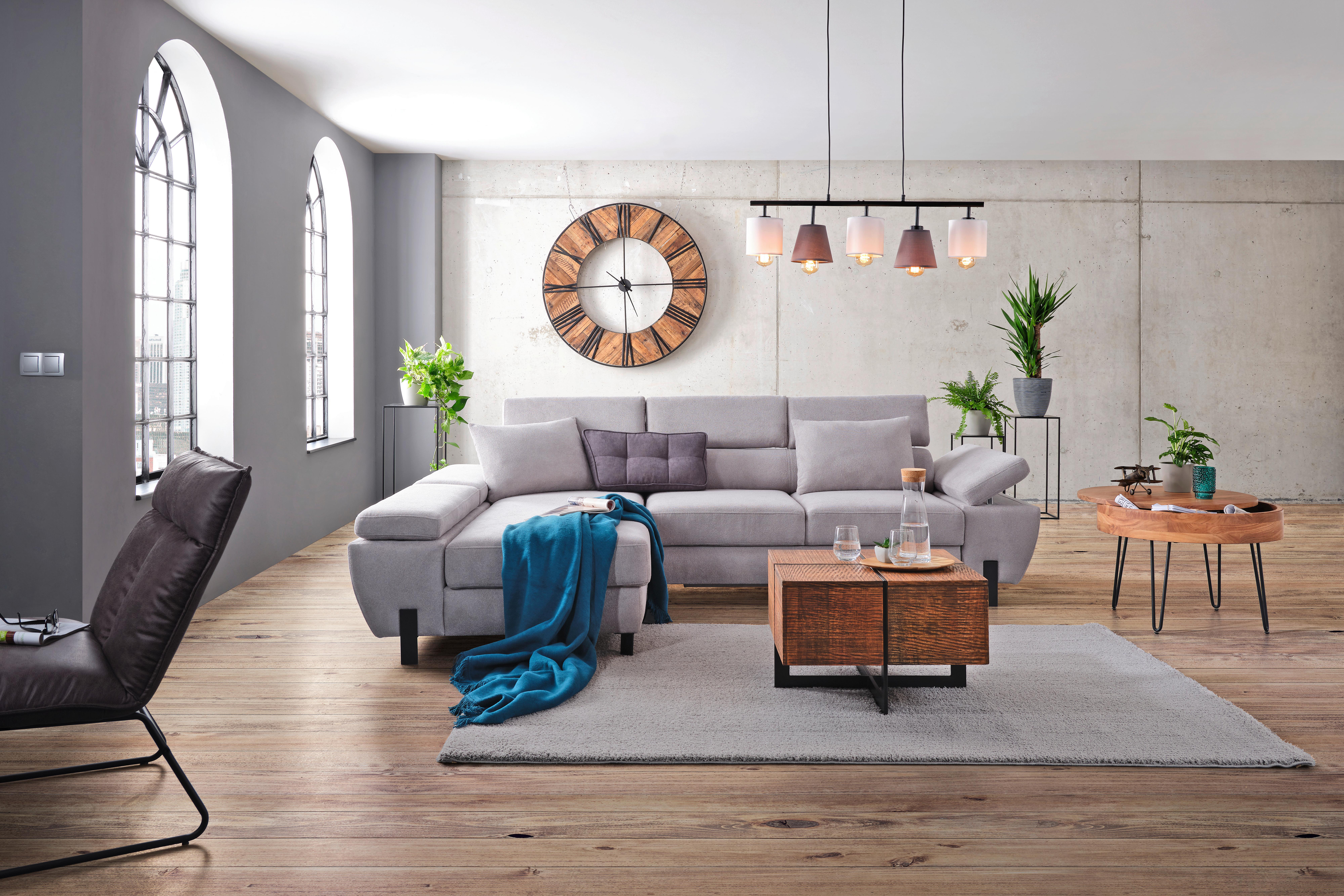 Sedežna Garnitura Molina Mini, Z Ležiščem - siva/črna, Moderno, kovina/tekstil (189/277cm) - Premium Living