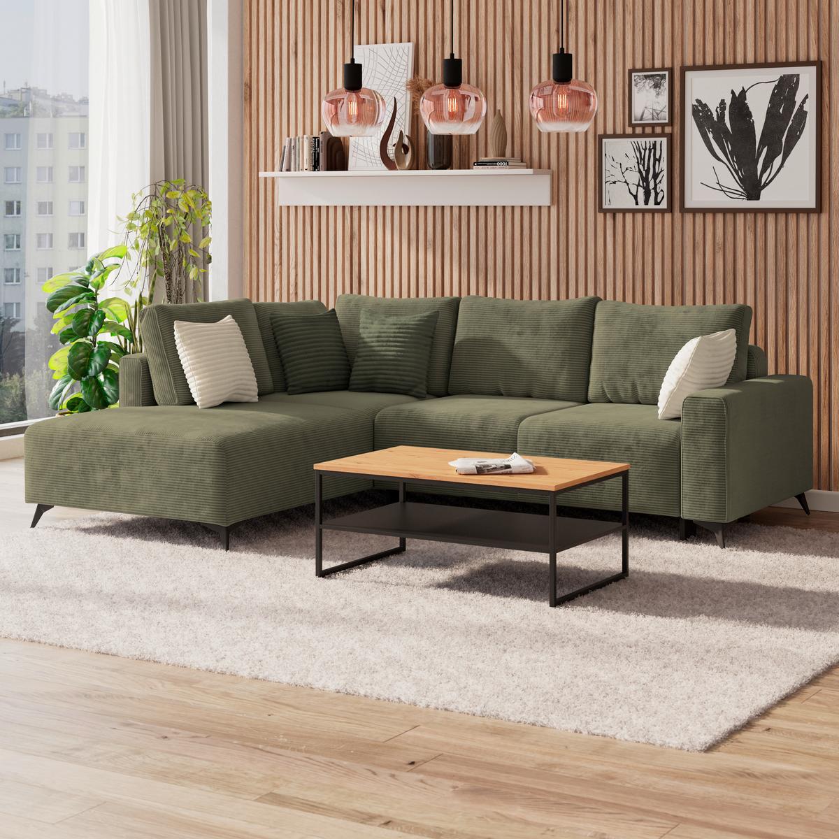 Kutna Garnitura Viktor - zelena/crna, Moderno, tekstil/metal (212/270cm)