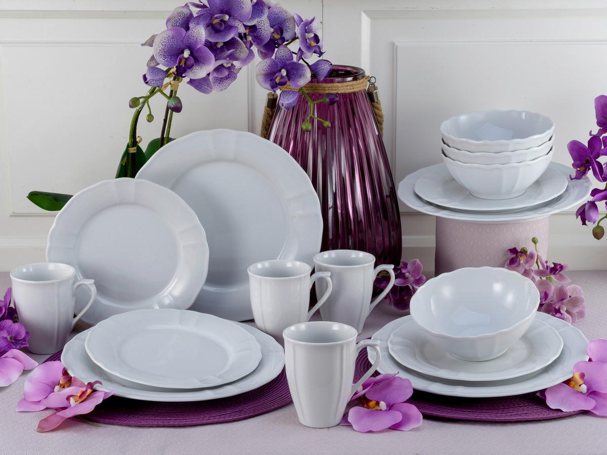 Kombiservice Weiß, 16-teilig - Weiß, Keramik (34,5/28/29cm) - Creatable
