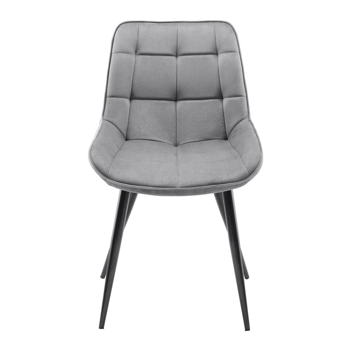 Stol Alina, Siva, Žamet - siva/črna, Moderno, kovina/tekstil (59/84/51cm) - Bessagi Home
