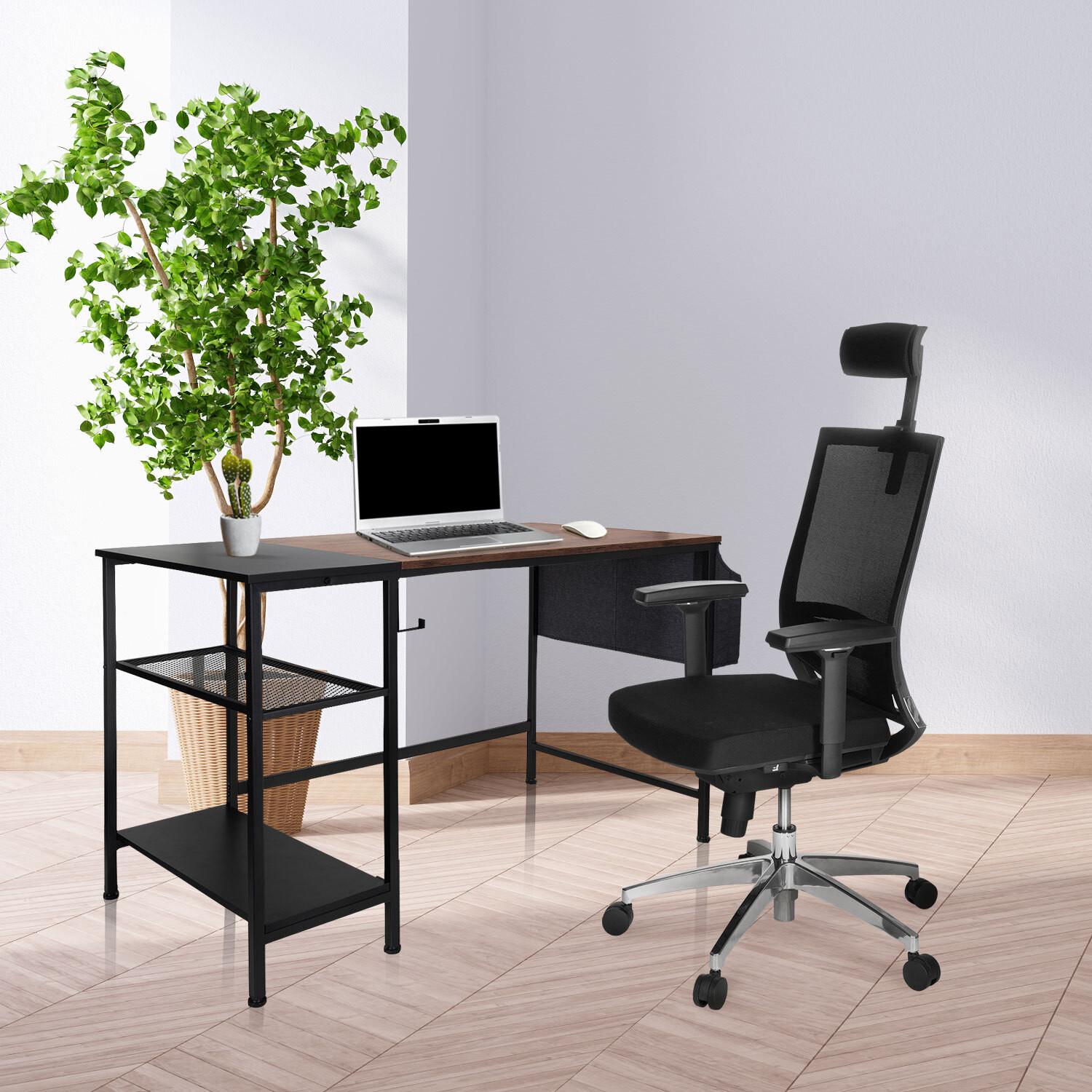 Pisalna Miza Workspace H I, Črna, Rjava - črna/rjava, Basics, kovina/leseni material (120/60/76cm) - MID.YOU