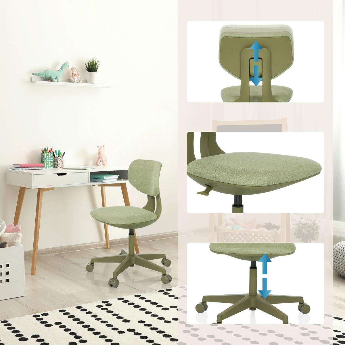 Otroški Vrtljivi Stol Kid Colore, Zelena - zelena, Moderno, umetna masa/tekstil (51/72 - 87/51cm) - MID.YOU