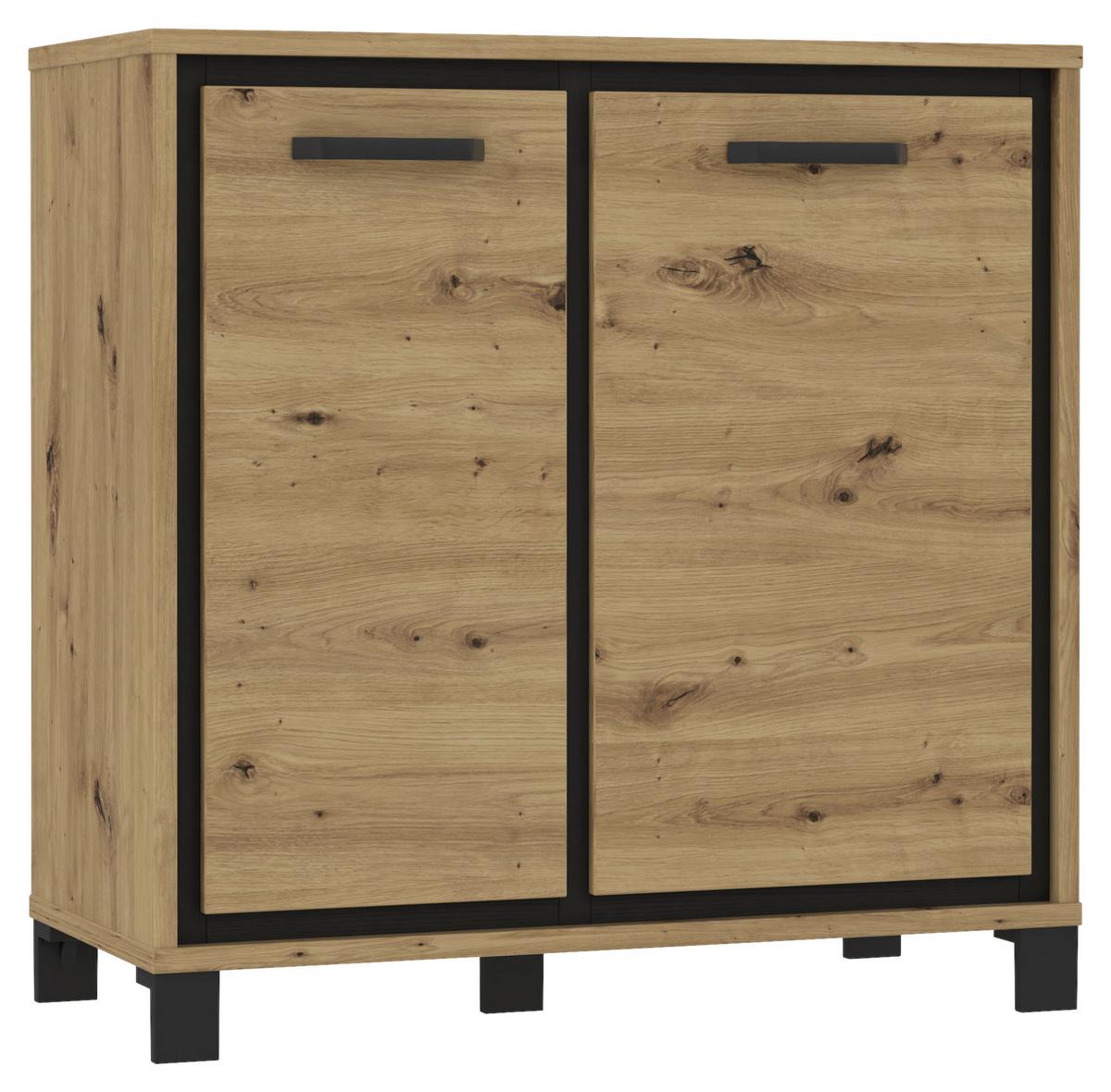 Kommode "Trondheim" , Schwarz, Eiche - Eichefarben/Schwarz, MODERN, Holzwerkstoff/Kunststoff (91,4/91,2/41,5cm) - MID.YOU