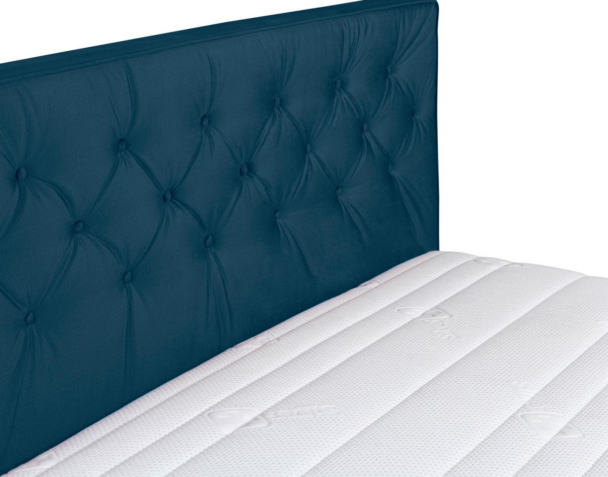 Polsterbett Granda ca. 140x200 cm Dunkelbau - Chromfarben/Kernbuche, MODERN, Holz/Textil (140/200cm) - MID.YOU