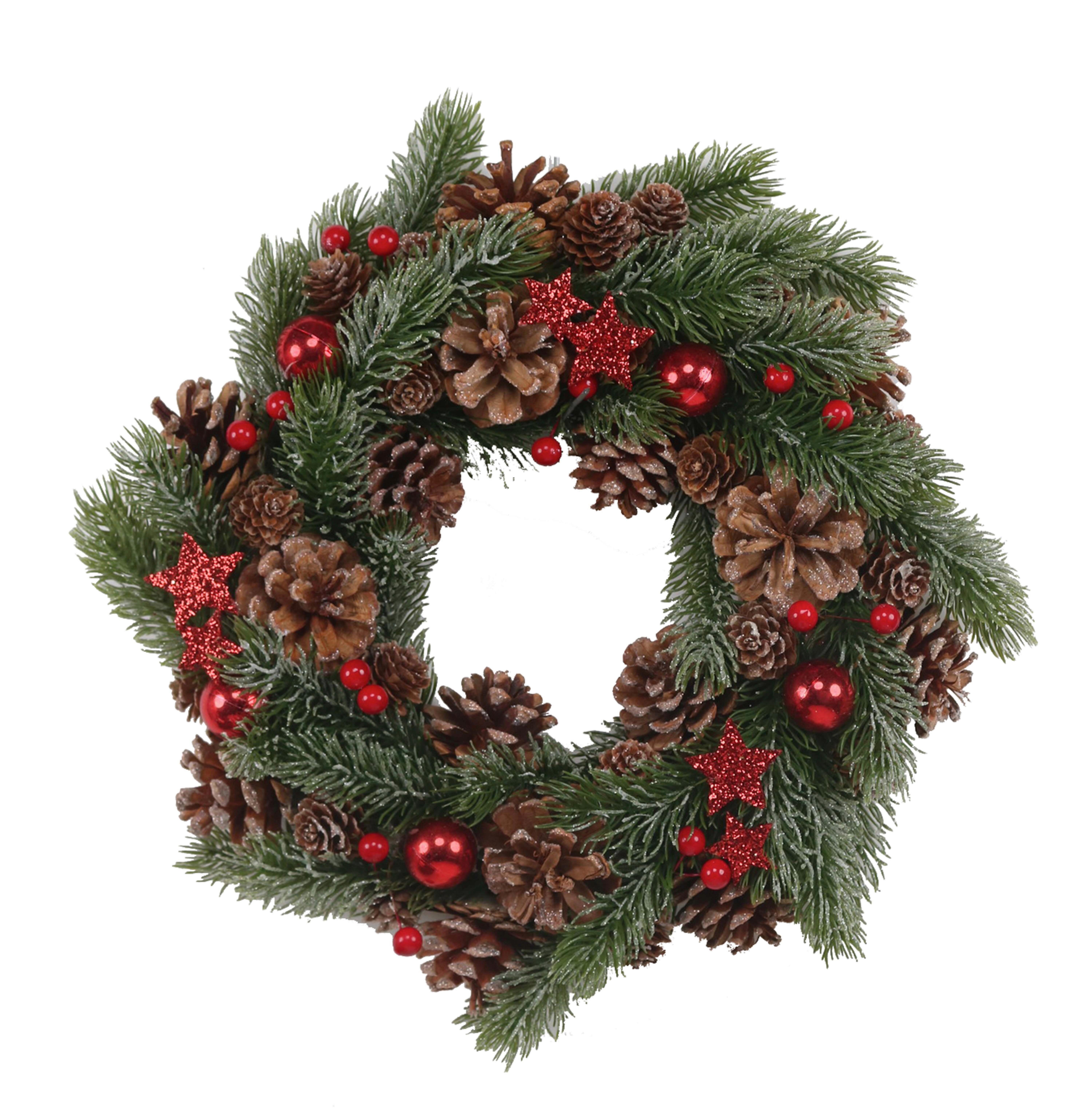 WIENIEC NA DRZWI 24HBA5243 - zielony/czerwony, Lifestyle, tworzywo sztuczne/materiały naturalne (35cm) - X-Mas