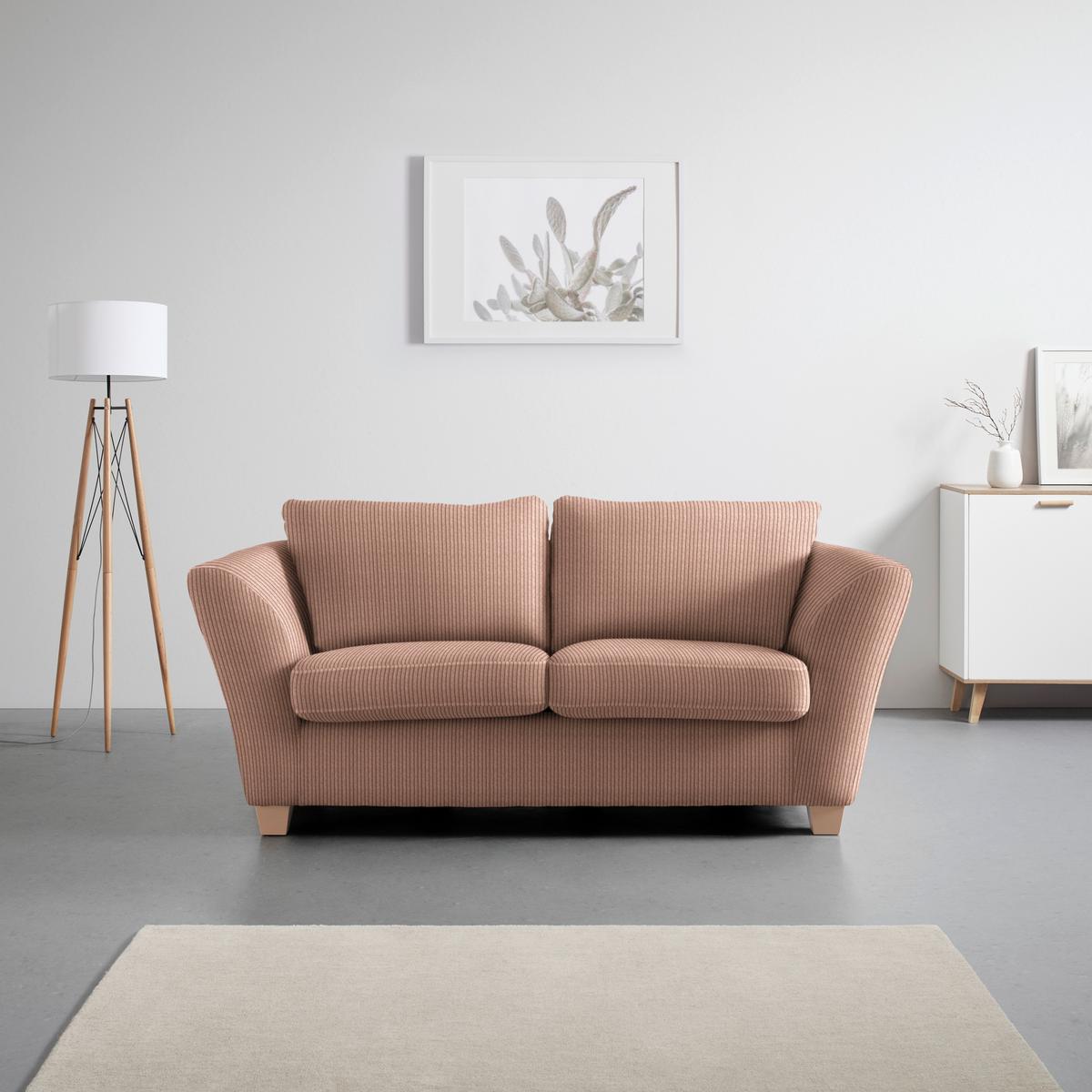 2-Sitzer-Sofa Devado Altrosa Cord - Altrosa/Naturfarben, Holz/Textil (190/70-85/95cm) - Mömax