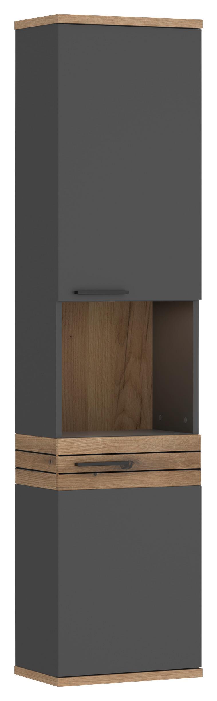 Visoka Omara Cotia Cotls 2 - črna/barve hrasta, Moderno, kovina/umetna masa (40/170/30cm) - James Wood