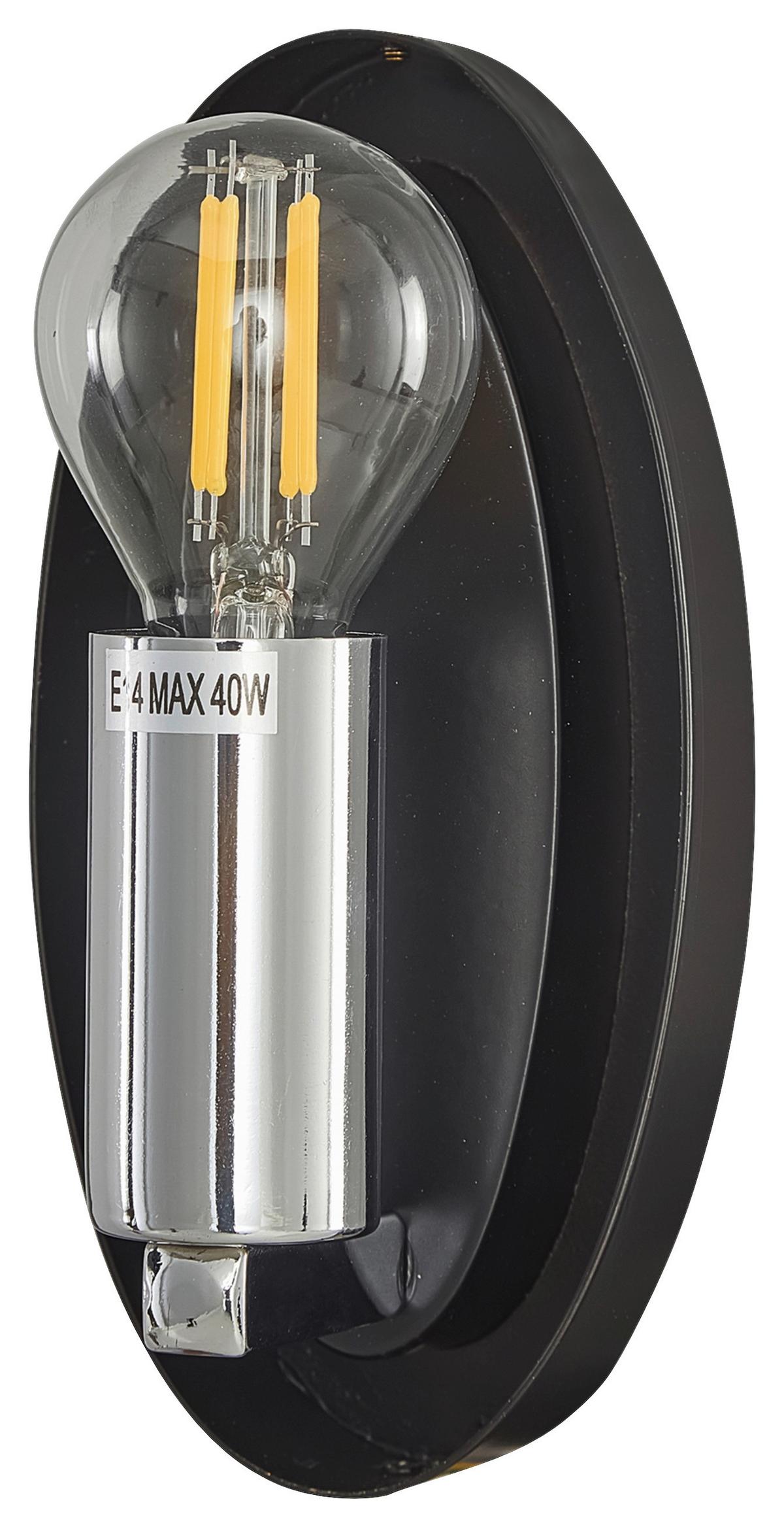 Wandleuchte Mabell Chrom max. 40 Watt - Chromfarben/Schwarz, Basics, Glas/Metall (20,8/27,5/12,8cm) - MAYTONI