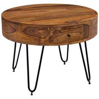 Couchtisch mit Laden ca. 60x44,5 cm Sheesham - Sheeshamfarben/Schwarz, MODERN, Holz/Metall (60/60/44,5cm) - MID.YOU