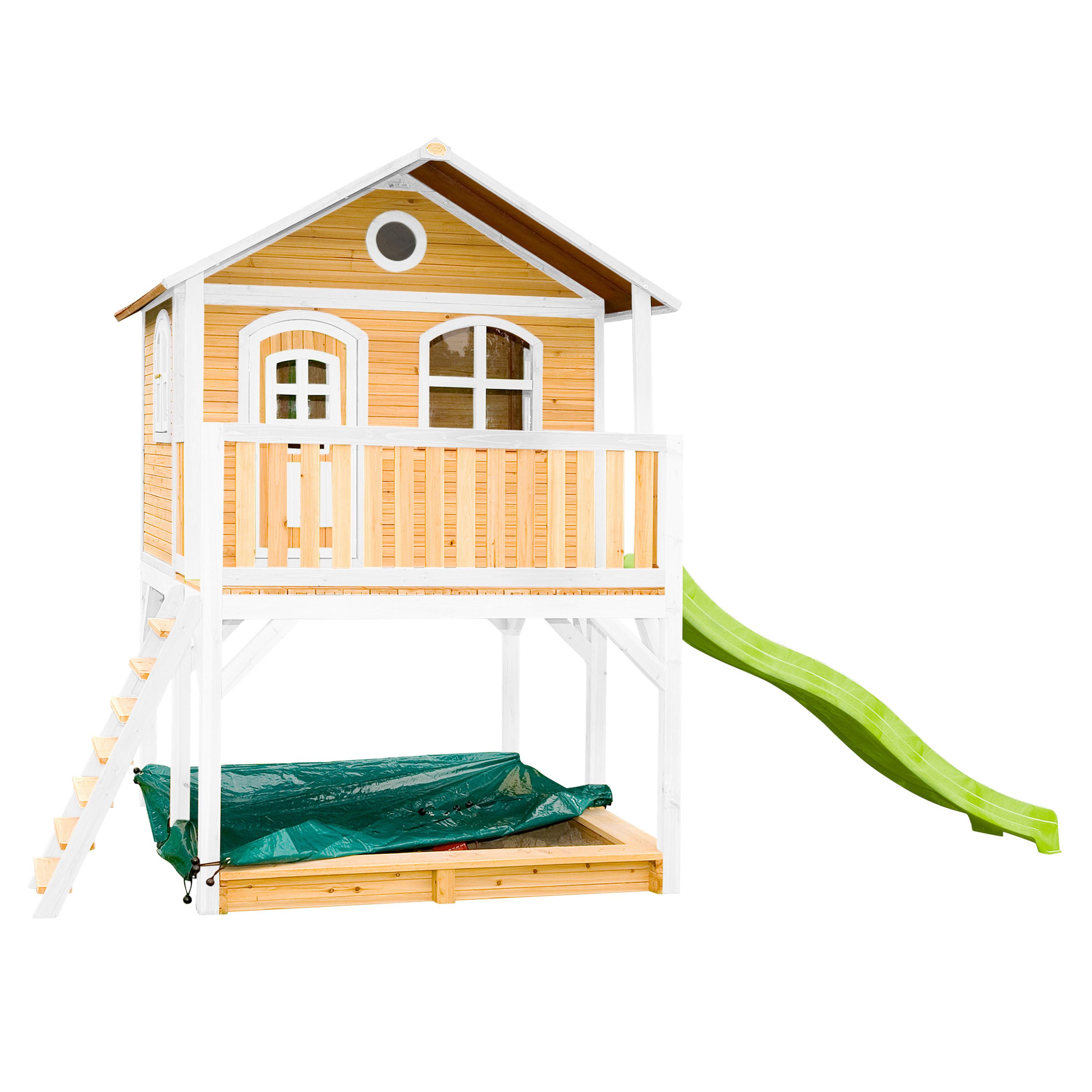 Spielhaus Marc aus Zedernholz - Braun/Weiß, Basics, Holz/Kunststoff (432/293/212cm) - Ambia Garden