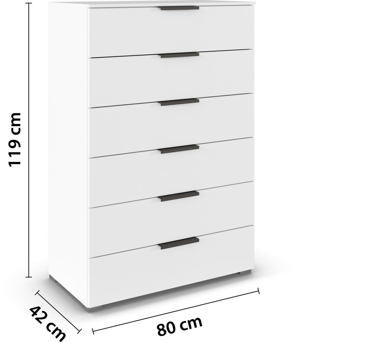 Komoda Paola, Bela - bela/barve aluminija, Trend, kovina/leseni material (80/119/42cm) - Novel
