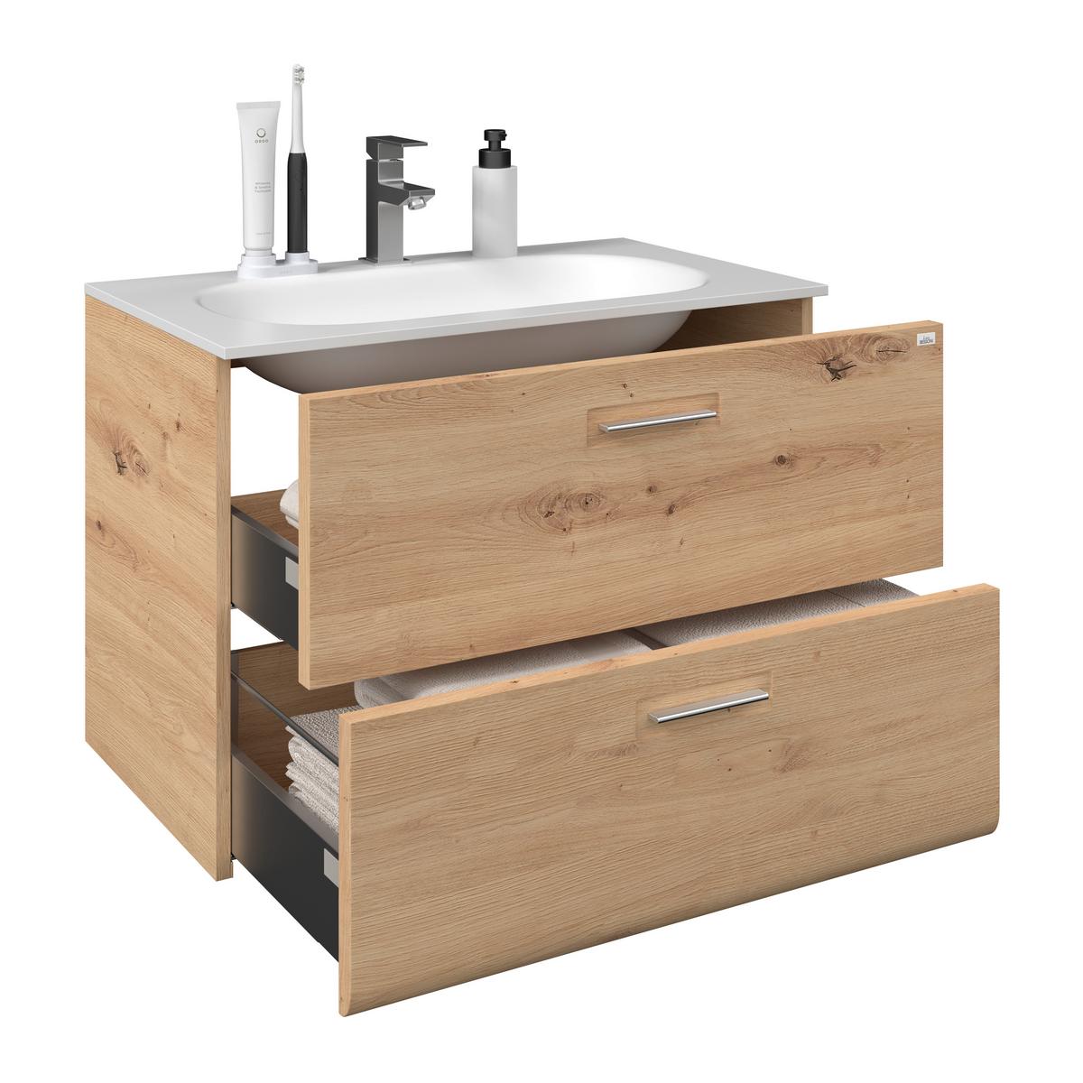 Bază pentru lavoar Avensis - culoare lemn stejar, Modern, material pe bază de lemn (75/53/45cm) - Luca Bessoni
