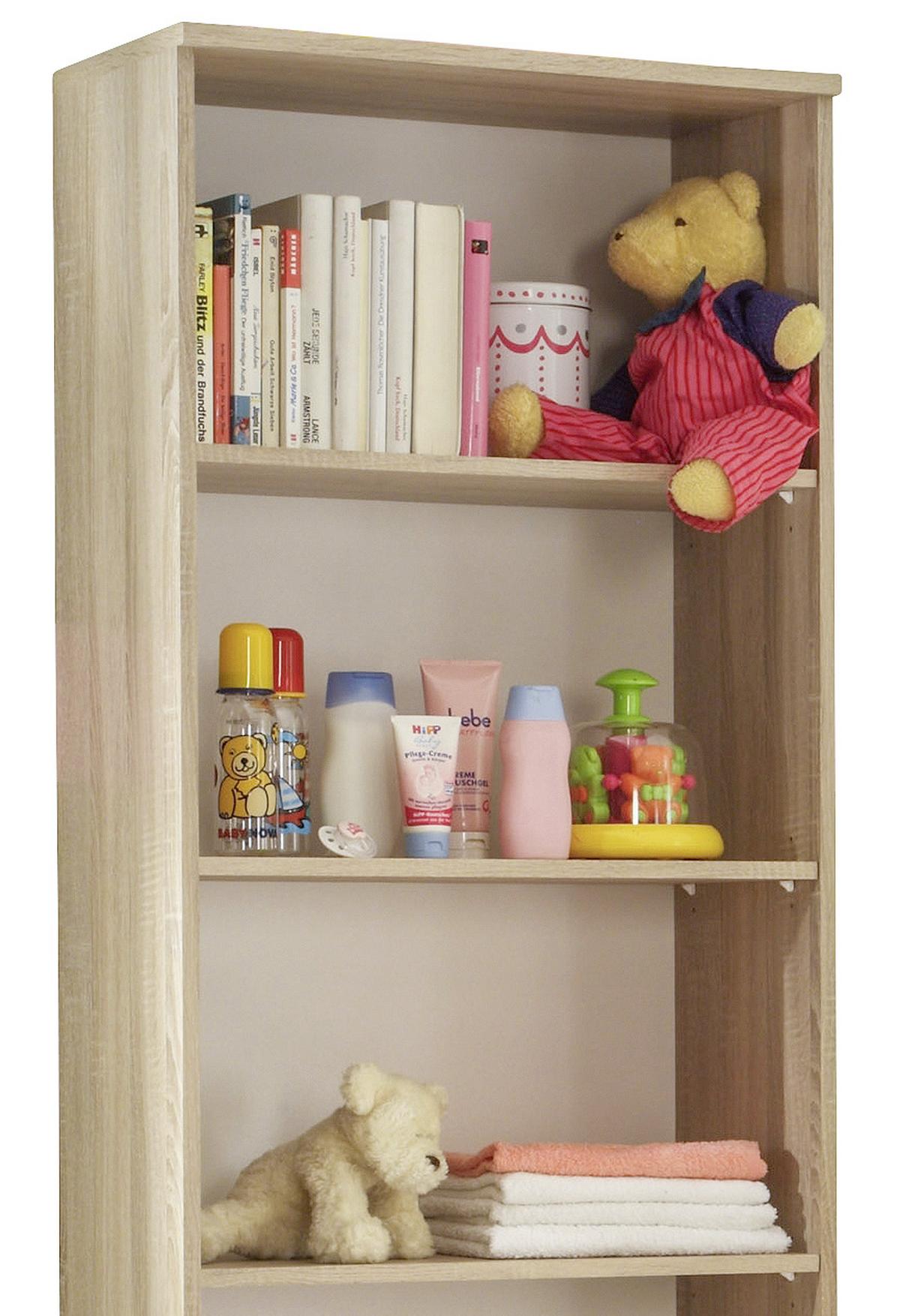Regal Wiki Baby - bijela/hrast Sonoma, Konvencionalno, drvni materijal/plastika (60/191/33cm) - Bessagi Kids