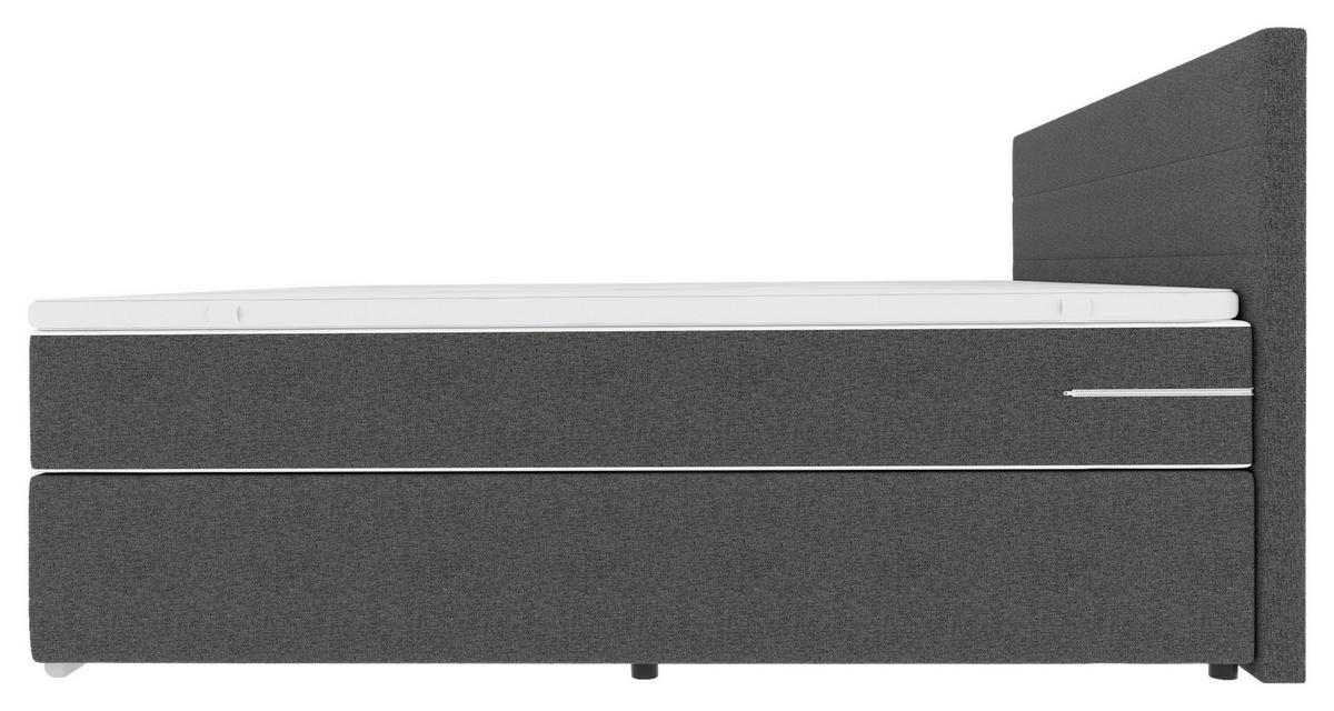 ŁÓŻKO BOXSPRING CATANIA - antracytowy/kolor chromowy, Konventionell, tworzywo sztuczne/tkanina (160/200cm) - Boxxx