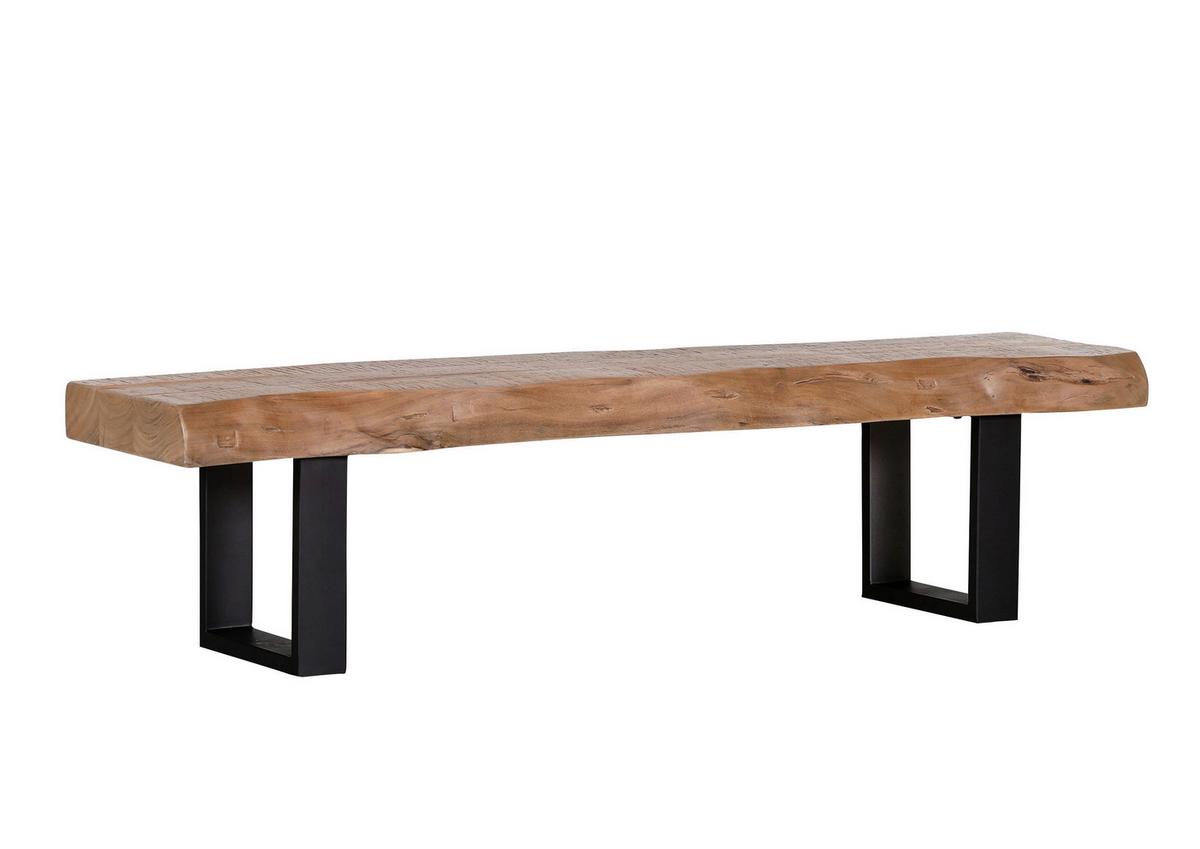 Mehrzweckbank aus Akazie massiv - Schwarz/Naturfarben, Lifestyle, Holz/Metall (140/40/35cm) - Premium Living