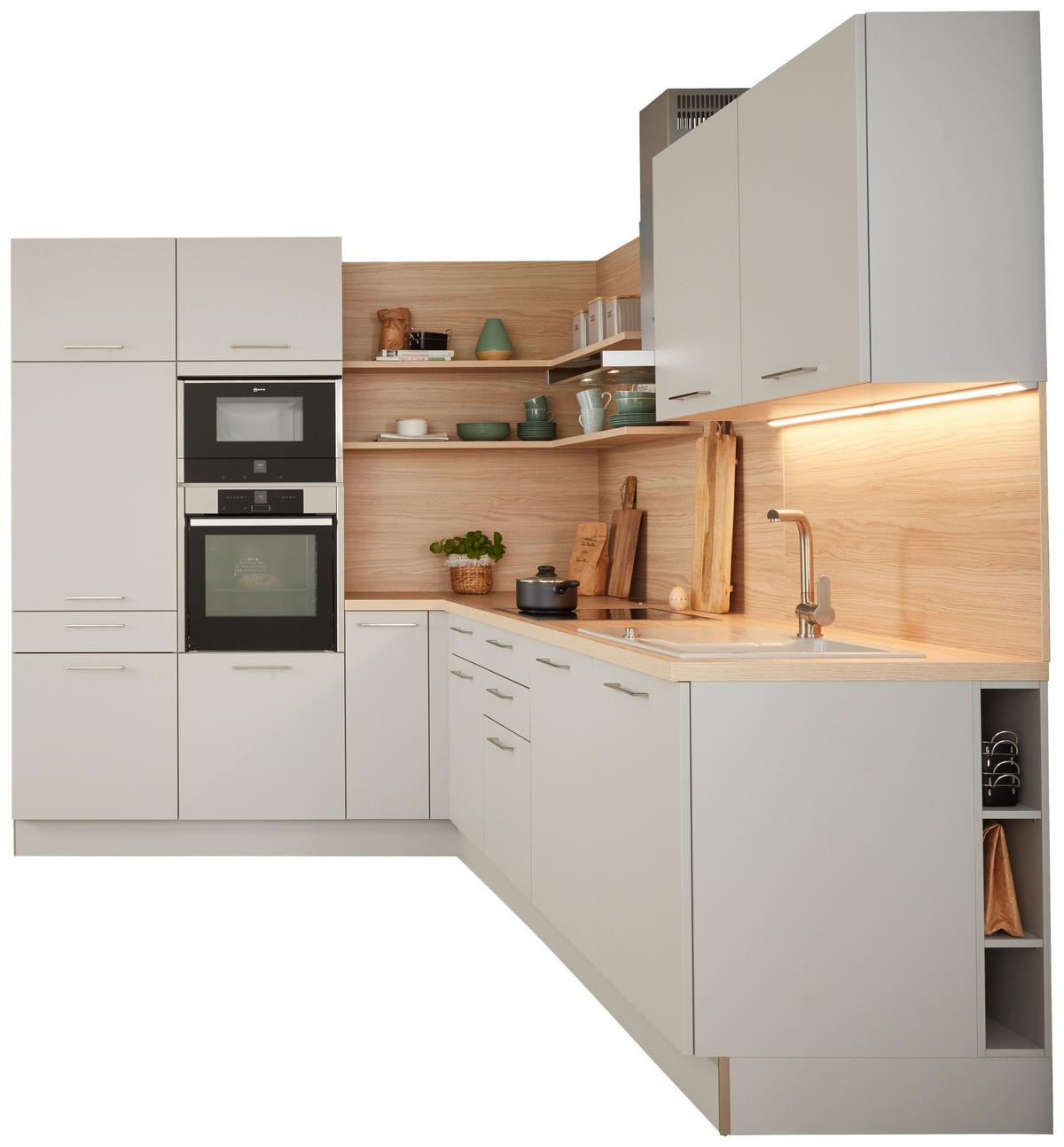Kuhinja Po Meri Manhattan Uni - platinaste barve/srebrne barve, Moderno, leseni material (230/295cm) - Nolte Küchen