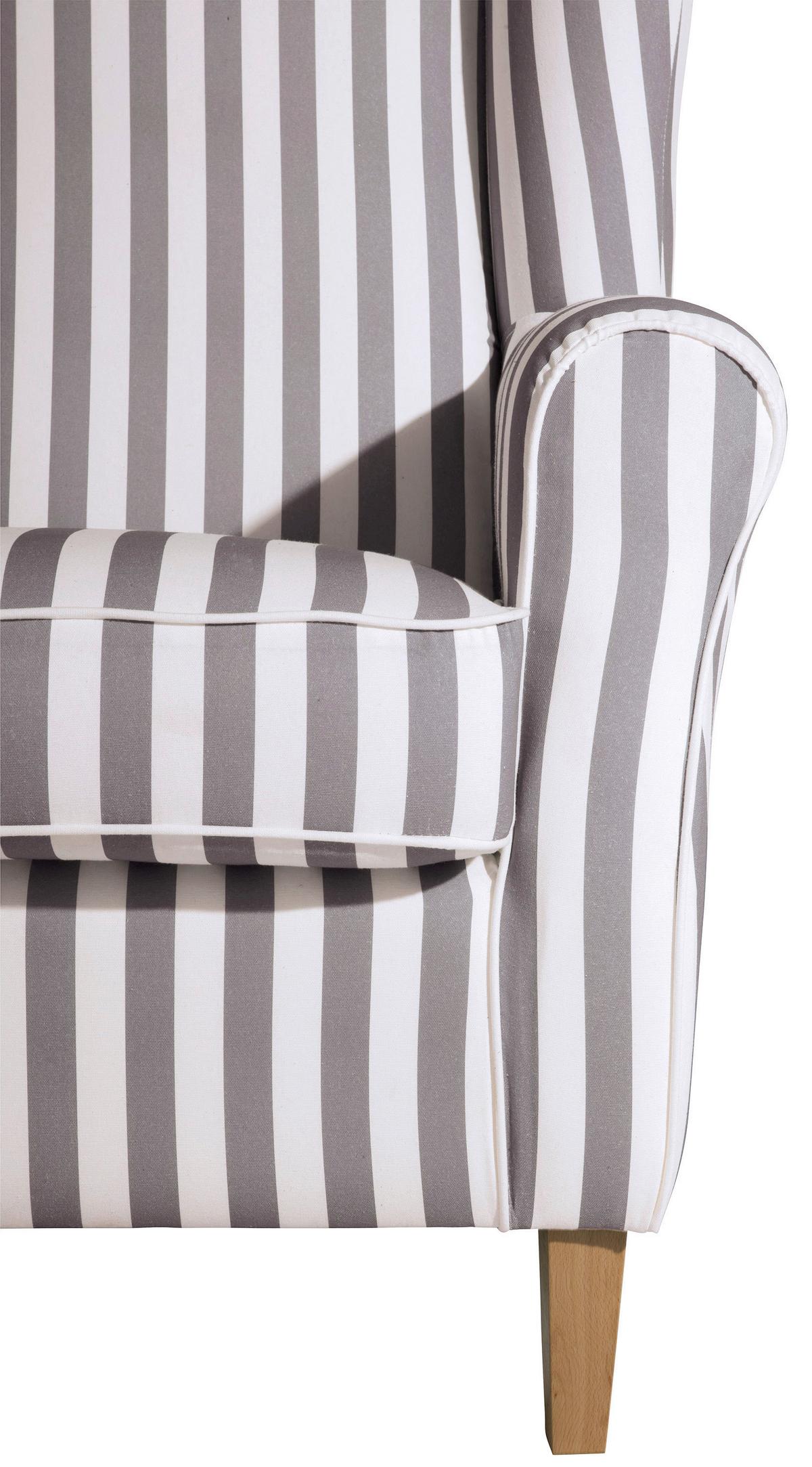 Ohrensessel ''Lorris'', Weiß/Hellbraun - Hellbraun/Eichefarben, KONVENTIONELL, Holz/Textil (77/103/86cm) - Max Winzer