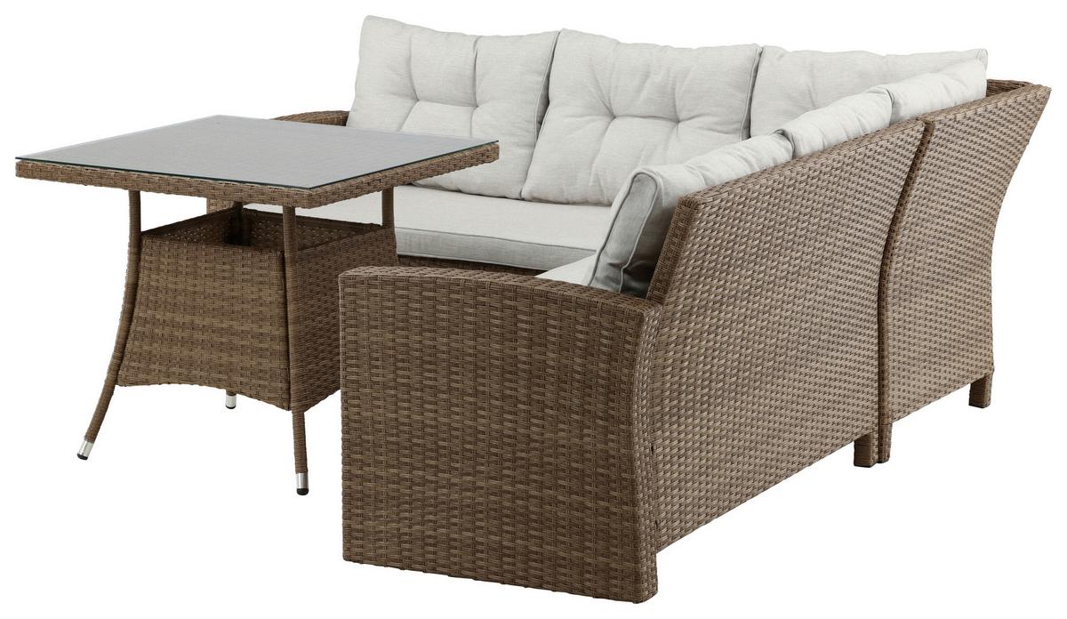 Loungegarnitur Watford Brau/Hellgrau - Braun, KONVENTIONELL, Holz - Gardenson