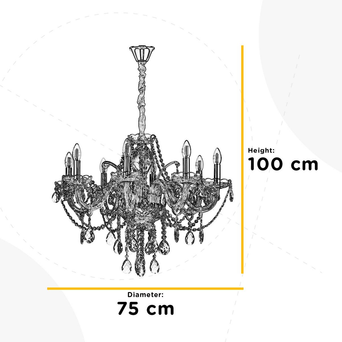 Kristall-Hängeleuchte Svetlana Chromfarben max. 6 Watt - Chromfarben/Transparent, KONVENTIONELL, Glas/Metall (75/100cm)
