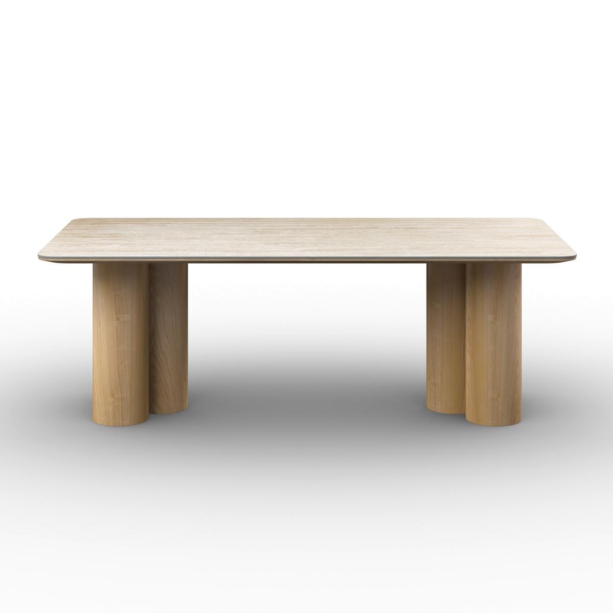 Esstisch Kiano Holz/Keramik Creme ca. 220x105 cm - Creme/Naturfarben, MODERN, Holz/Keramik (220/76/105cm) - Bessagi Home