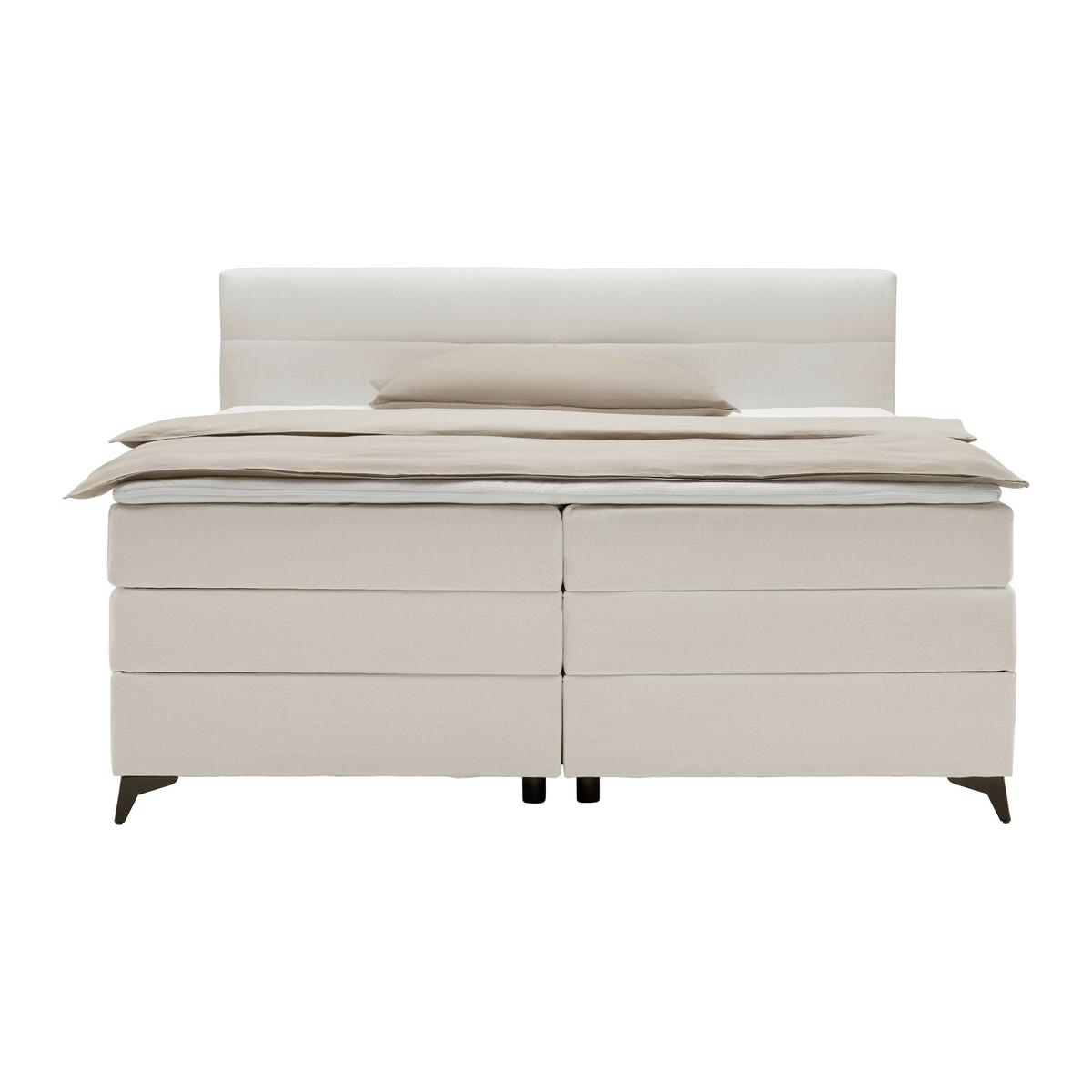 Boxspringbett Bari in Creme ca. 160x200cm - Creme/Schwarz, KONVENTIONELL, Textil/Metall (160/200cm) - Mömax