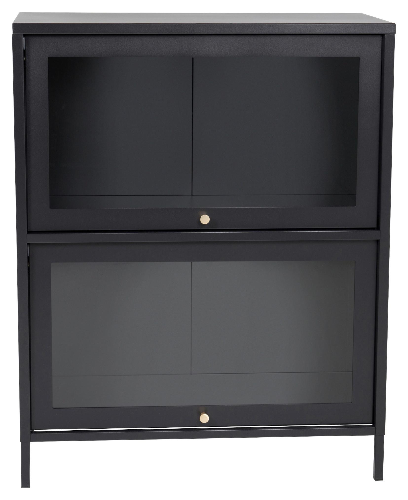 SIDEBOARD BAKAL - Schwarz, Design, Glas/Metall (80/100/40cm) - Livetastic