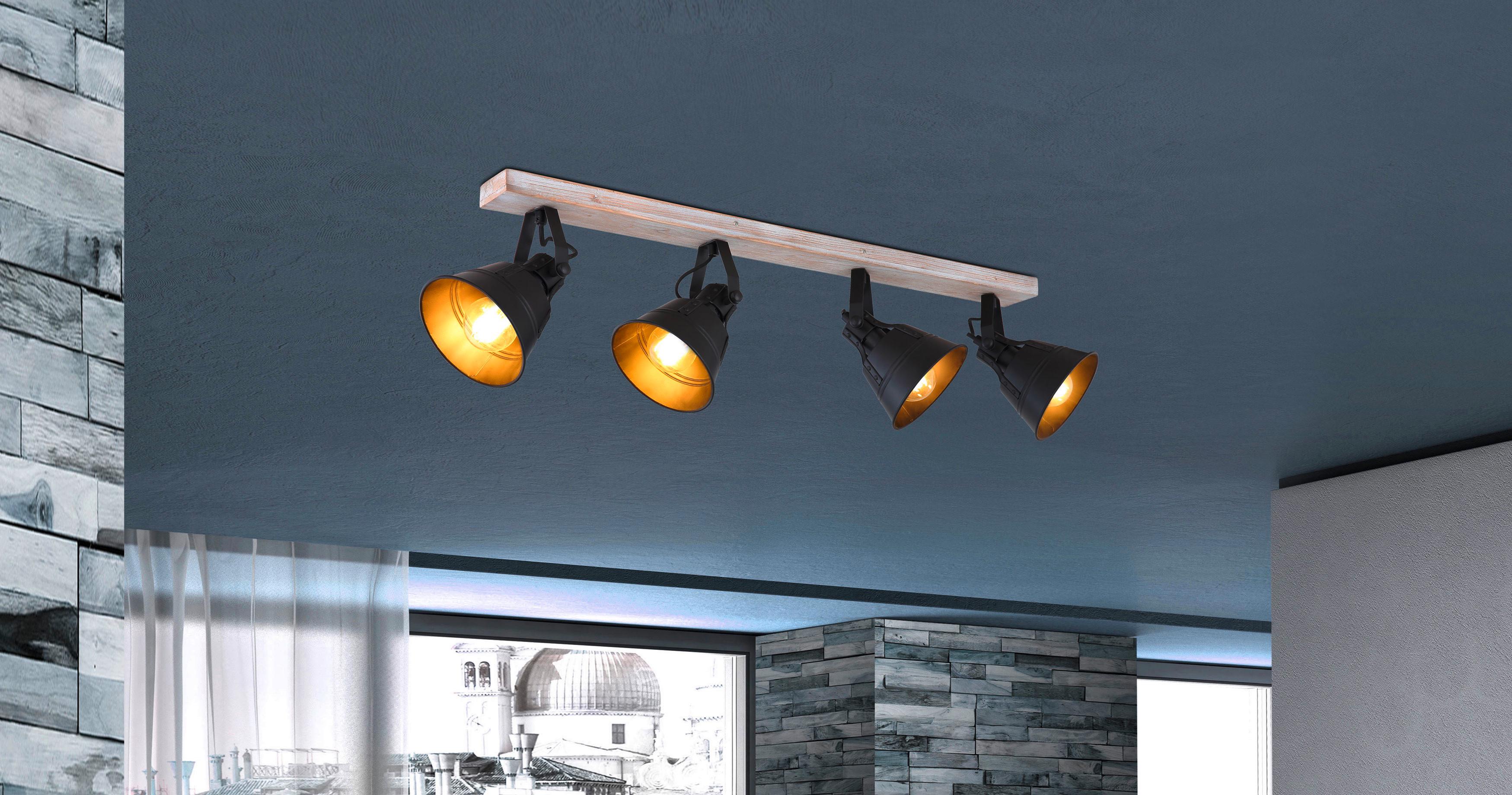 STRAHLER 15366S-4 GÜNTHER - Weiss/Goldfarben, Trend, Holz/Metall (82/17,5/18cm) - Globo