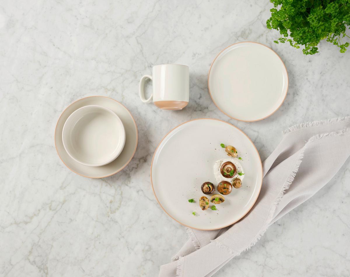 SERWIS OBIADOWO-ŚNIADANIOWY TERRA NOVA - biały/brązowy, Trend, ceramika - Novel