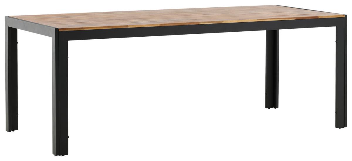 GARTENTISCH BOIS - Schwarz/Akaziefarben, KONVENTIONELL, Holz/Metall (205/90/75cm) - Gardenson