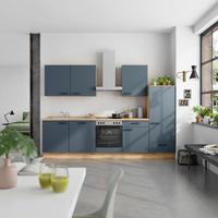 Küchenblock Easytouch Low m. Geräten Dunkelblau - Eichefarben/Schwarz, MODERN, Holzwerkstoff/Metall (300cm) - Nobilia