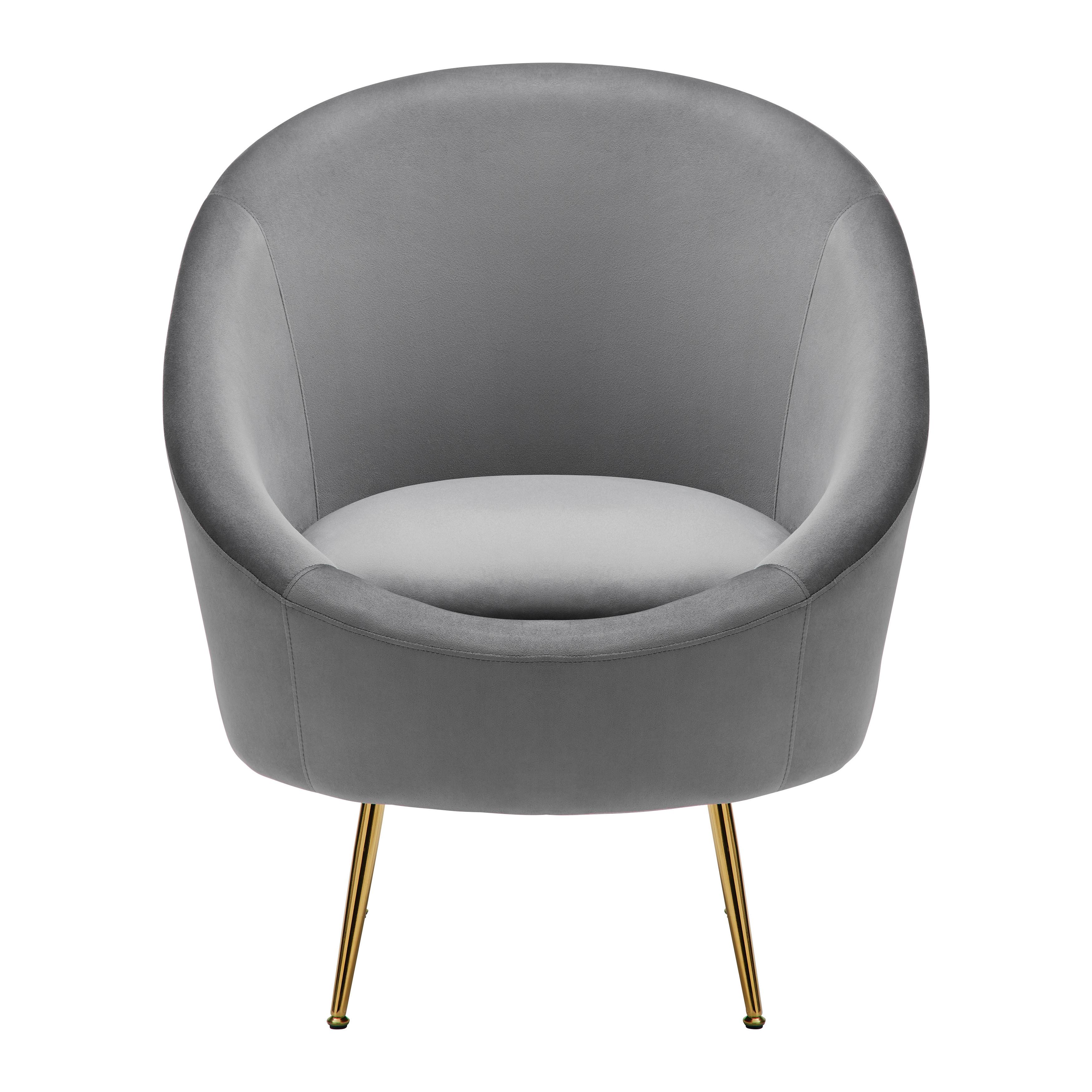 Sessel Lou ca. 80x92x75 cm Grau Samt - Goldfarben/Grau, MODERN, Textil/Metall (80/92/75cm) - Bessagi Home